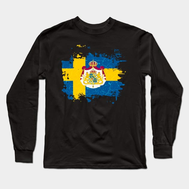 Sweden Swedish Flag Coat Of Arms Long Sleeve T-Shirt by Mila46